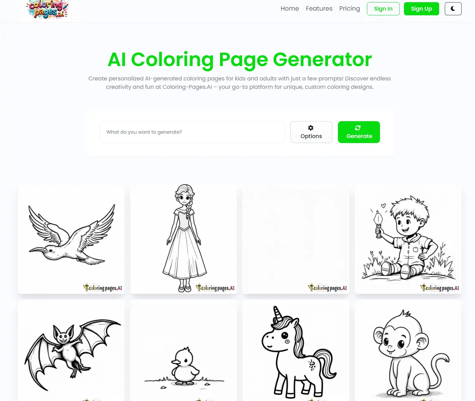 AI Coloring Page Generator